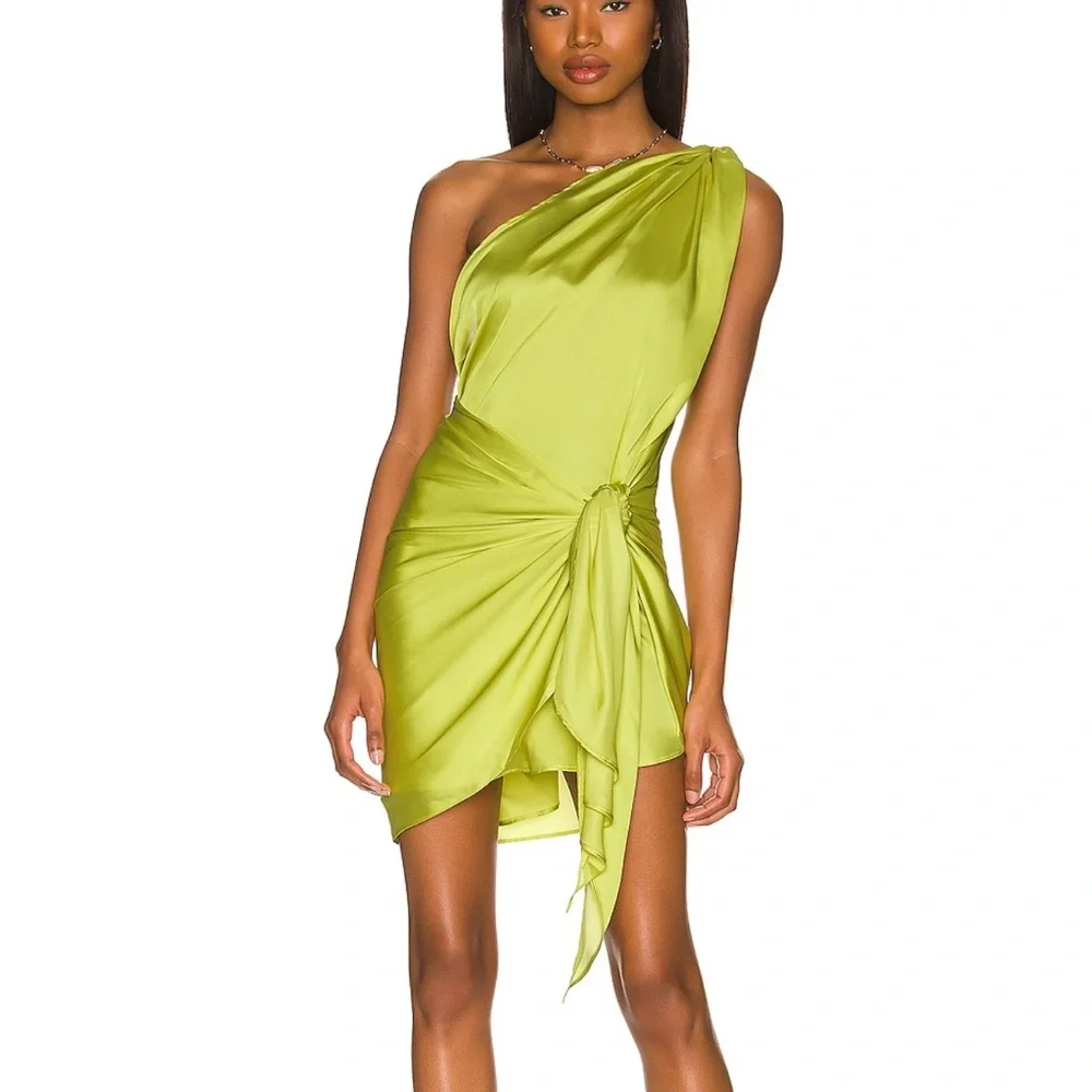 Baobab Collection Chartreuse Green One-Shoulder Mini Dress - Picture 1 of 10